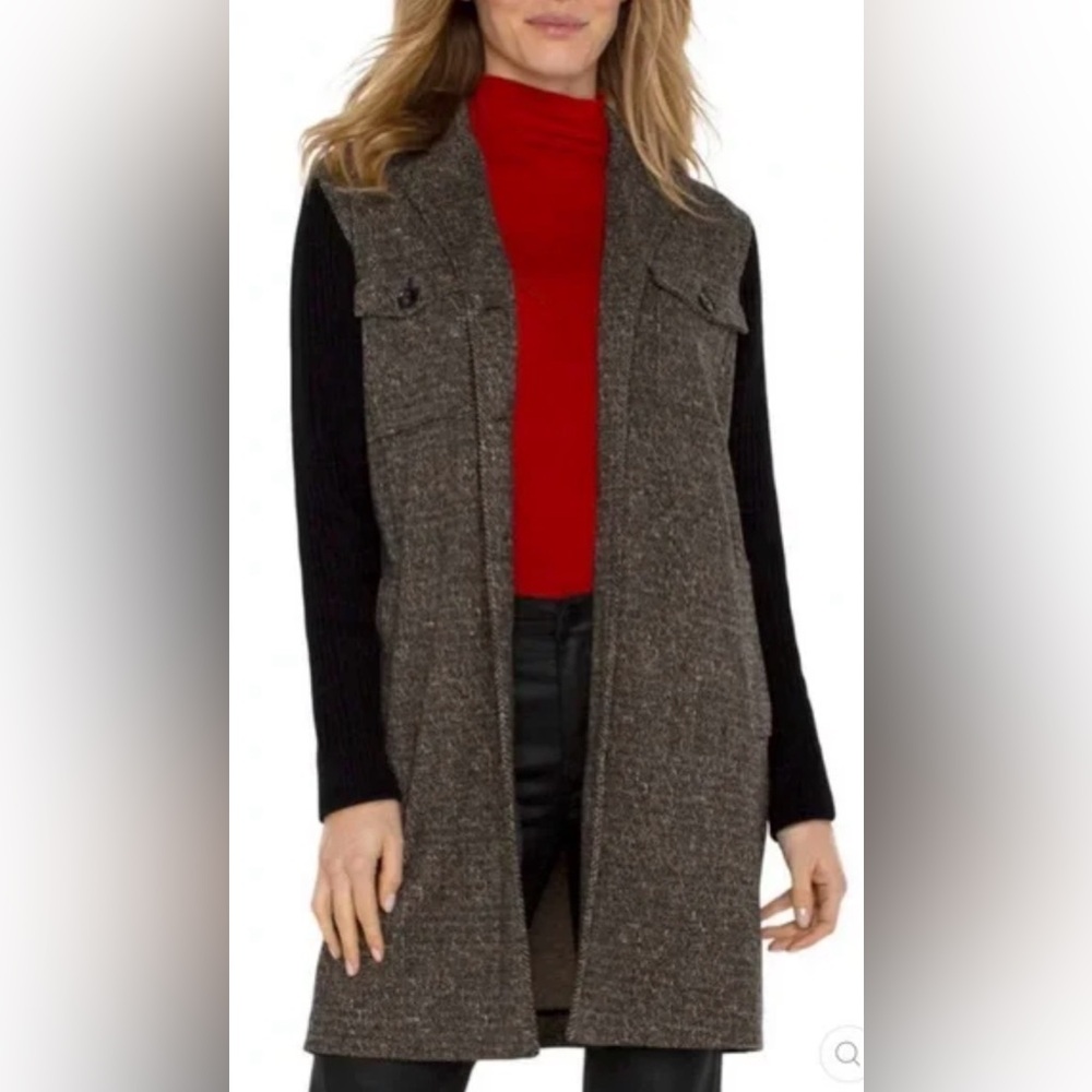 Liverpool Two-Tone Open Front Cardigan - Black & Brown